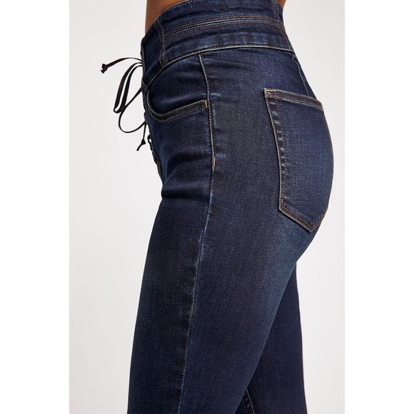 NWT Free People Lace Up High Rise Blue Skinny 30 - Picture 4 of 8